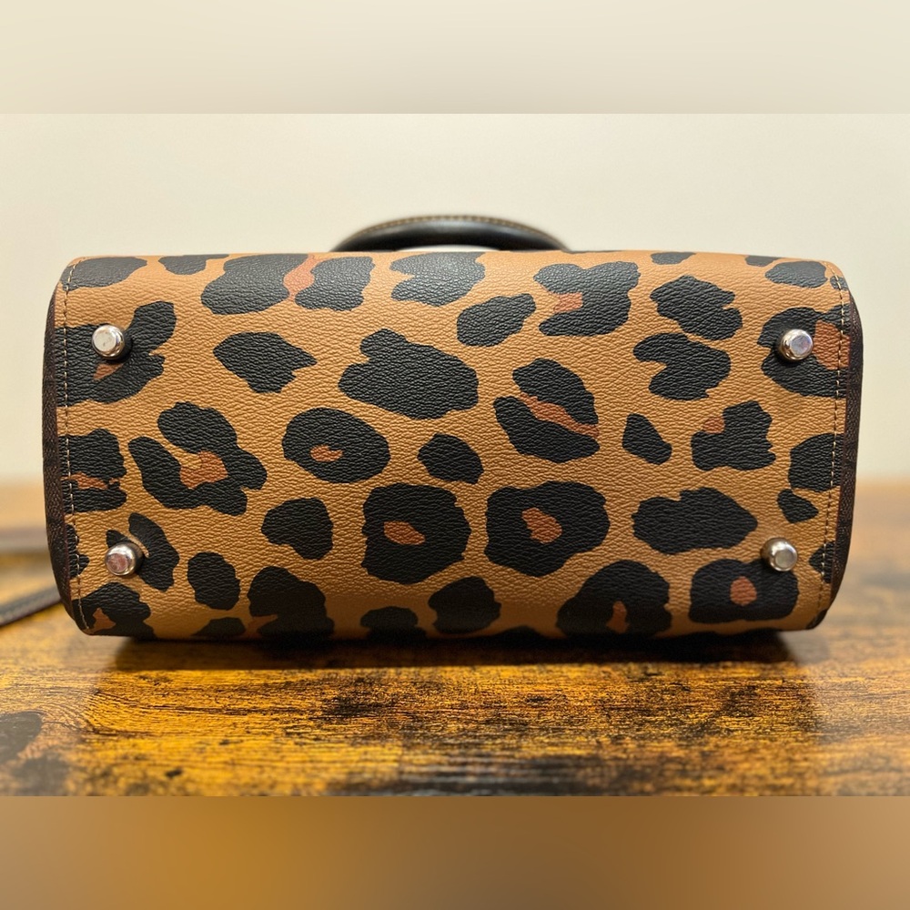 Coach, Rowan Satchel In Signature Canvas With Leopard Print - Picture 6 of 14